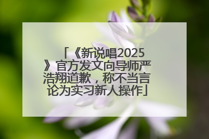 《新说唱2025》官方发文向导师严浩翔道歉，称不当言论为实习新人操作
