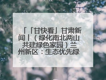 「甘快看」甘肃新闻丨（绿化南北两山 共建绿色家园）兰州新区：生态优先绿色发展 打造生态环保示范区