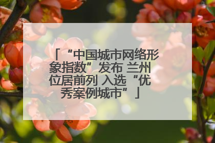 “中国城市网络形象指数”发布 兰州位居前列 入选“优秀案例城市”