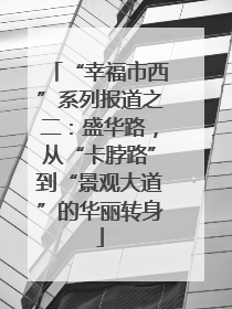 “幸福市西”系列报道之二：盛华路，从“卡脖路”到“景观大道”的华丽转身