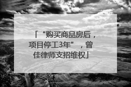 “购买商品房后，项目停工3年”，曾佳律师支招维权