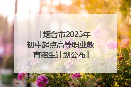 烟台市2025年初中起点高等职业教育招生计划公布