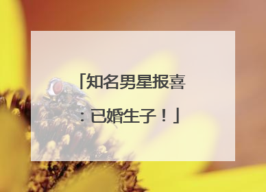 知名男星报喜：已婚生子！