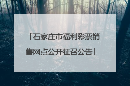 石家庄市福利彩票销售网点公开征召公告