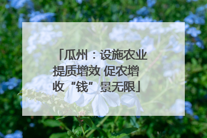 瓜州：设施农业提质增效 促农增收“钱”景无限