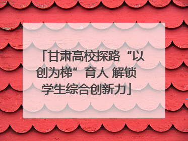 甘肃高校探路“以创为梯”育人 解锁学生综合创新力