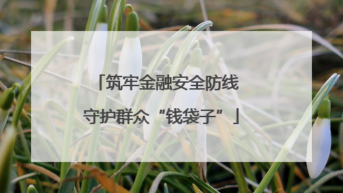 筑牢金融安全防线 守护群众“钱袋子”