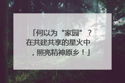 何以为“家园”？在共建共享的星火中，照亮精神原乡！