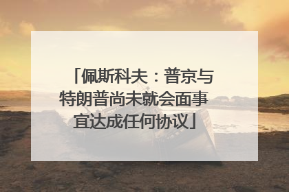 佩斯科夫：普京与特朗普尚未就会面事宜达成任何协议