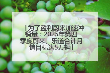 为了盈利蔚来加速冲销量：2025年第四季度蔚来、乐道合计月销目标达5万辆