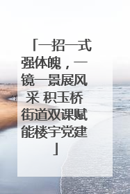 一招一式强体魄，一镜一景展风采 积玉桥街道双课赋能楼宇党建