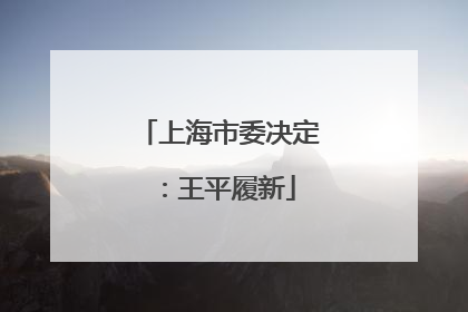 上海市委决定：王平履新