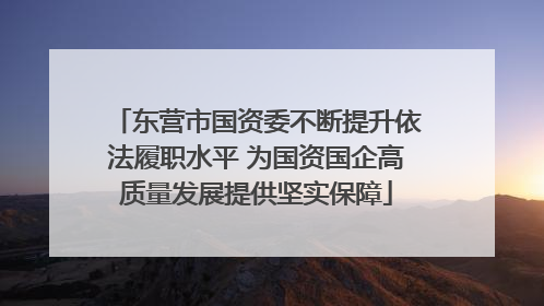 东营市国资委不断提升依法履职水平 为国资国企高质量发展提供坚实保障