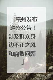 亳州发布巡察公告！涉及群众身边不正之风和腐败问题