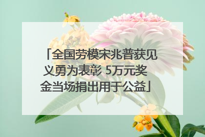 全国劳模宋兆普获见义勇为表彰 5万元奖金当场捐出用于公益