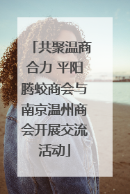 共聚温商合力 平阳腾蛟商会与南京温州商会开展交流活动