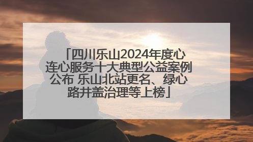 四川乐山2024年度心连心服务十大典型公益案例公布 乐山北站更名、绿心路井盖治理等上榜
