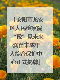 安阳市龙安区人民检察院“豫”见未来·润苗未成年人综合保护中心正式揭牌