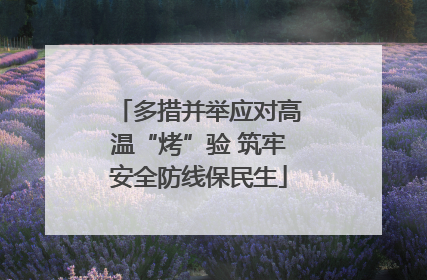 多措并举应对高温“烤”验 筑牢安全防线保民生