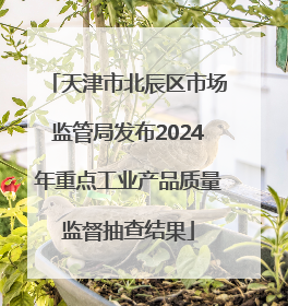 天津市北辰区市场监管局发布2024年重点工业产品质量监督抽查结果