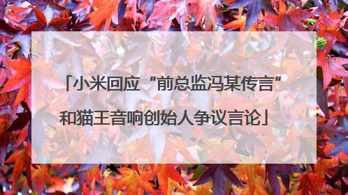小米回应“前总监冯某传言”和猫王音响创始人争议言论