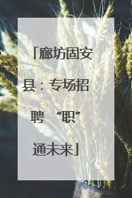 廊坊固安县：专场招聘 “职”通未来