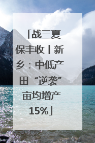 战三夏 保丰收丨新乡：中低产田“逆袭” 亩均增产15%
