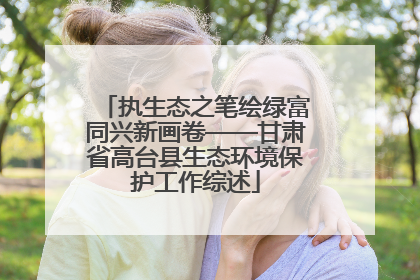 执生态之笔绘绿富同兴新画卷——甘肃省高台县生态环境保护工作综述