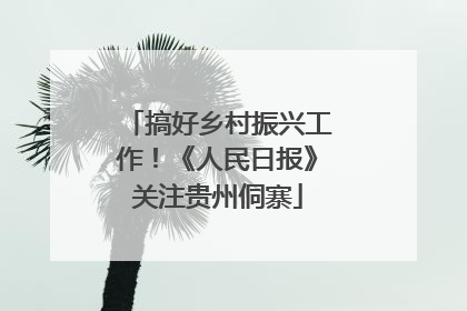 搞好乡村振兴工作！《人民日报》关注贵州侗寨