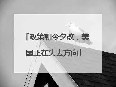 政策朝令夕改，美国正在失去方向