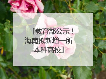 教育部公示！海南拟新增一所本科高校