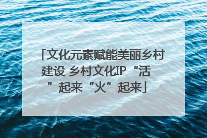 文化元素赋能美丽乡村建设 乡村文化IP“活”起来“火”起来