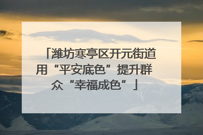 潍坊寒亭区开元街道用“平安底色”提升群众“幸福成色”