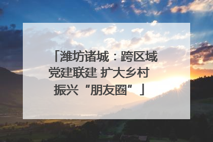 潍坊诸城：跨区域党建联建 扩大乡村振兴“朋友圈”