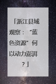 浙江县域观察：“蓝色资源”何以动力澎湃？