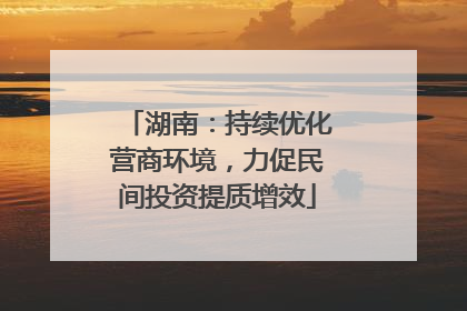 湖南：持续优化营商环境，力促民间投资提质增效