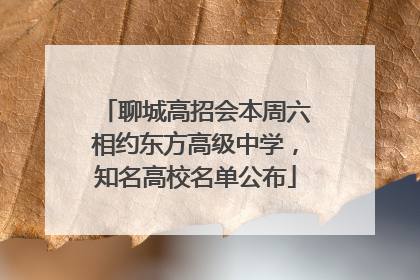 聊城高招会本周六相约东方高级中学，知名高校名单公布