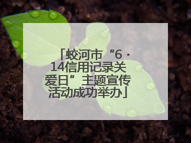 蛟河市“6・14信用记录关爱日”主题宣传活动成功举办