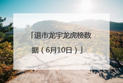 退市龙宇龙虎榜数据（6月10日）