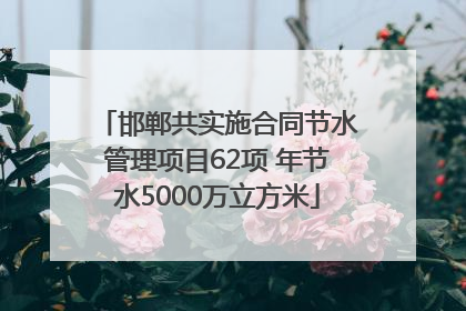 邯郸共实施合同节水管理项目62项 年节水5000万立方米