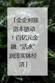 金企对接 资本链动！百亿元金融“活水”润泽实体经济