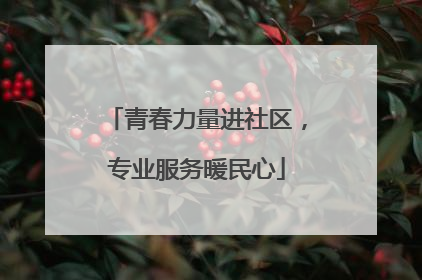 青春力量进社区，专业服务暖民心