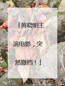 黄晓明主演电影，突然撤档！