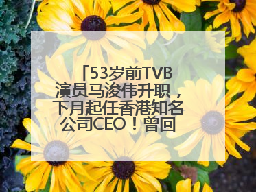 53岁前TVB演员马浚伟升职，下月起任香港知名公司CEO！曾回应“考公上岸”：真不是公务员